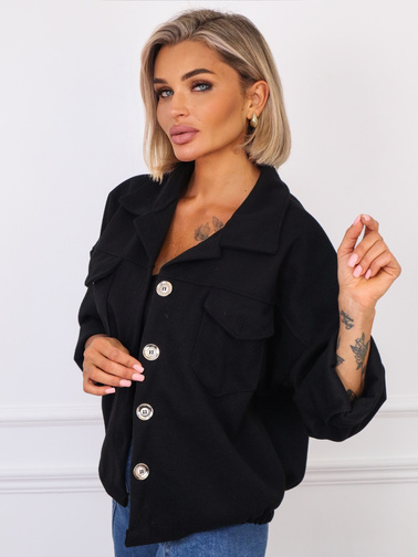 KURTKA OVERSIZE CZARNA ZE ŚCIĄGACZEM NA DOLE