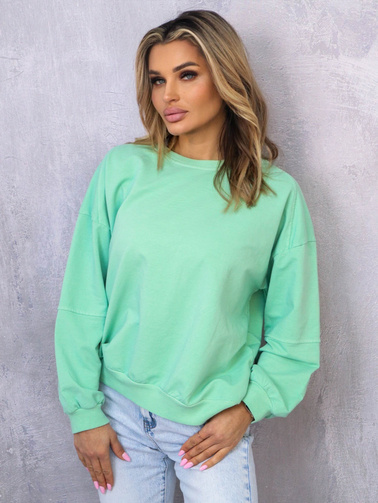 ASYMETRYCZNA BLUZA OVERSIZE Z PRZESZYCIAMI NA RĘKAWACH- ZIELONA