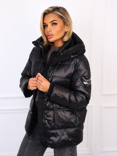 KRÓTKA KURTKA WYPEŁNIONA KACZYM PUCHEM Z LAMPASAMI- CZARNA