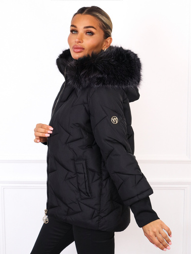 ASYMETRYCZNA KURTKA Z PRZEDŁUŻANYMI ŚCIĄGACZAMI PRZY RĘKAWACH- CZARNA