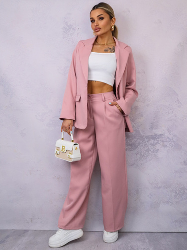 KOMPLET ELEGANCKI MARYNARKA+ SPODNIE- PUDROWORÓŻOWY