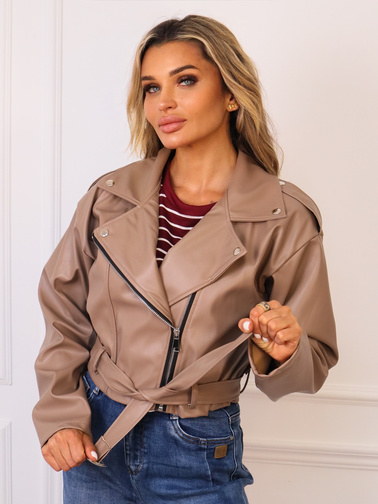 KURTKA RAMONESKA Z PASKIEM- BRĄZOWA