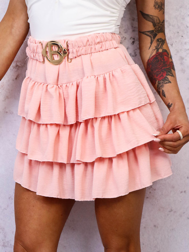 SPÓDNICO-SPODENKI Z FALBANAMI I PASKIEM- MORELOWE