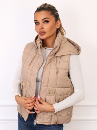 KAMIZELKA Z OZDOBNYMI NASZYWKAMI- CAPUCCINO