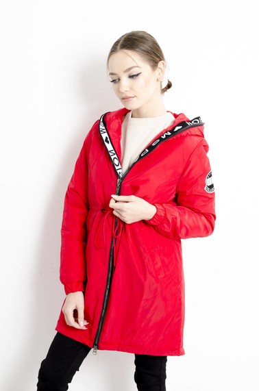 KURTKA PARKA Z KAPTUREM W KOLORZE CZERWONYM