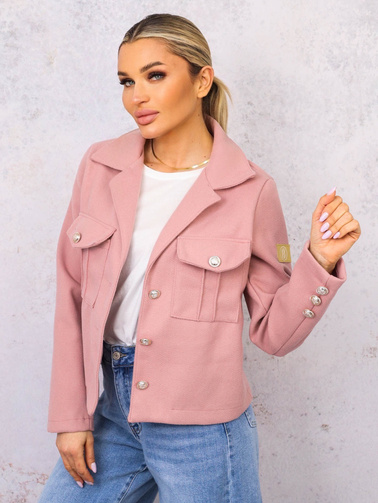 KURTKA Z KOŁNIERZYKIEM ZAPINANA NA GUZIKI- RÓŻOWE