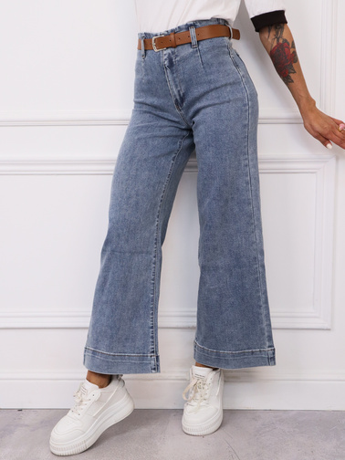 JEANSOWE SPODNIE Z SZEROKIMI NOGAWKAMI+ PASEK