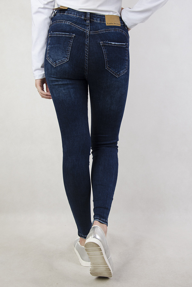 Ciemne spodnie jeansowe typu PUSH-UP