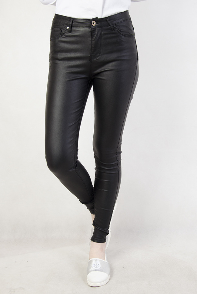 Duże rozmiary ( L- 4 XL ) Czarne spodnie skórkowe