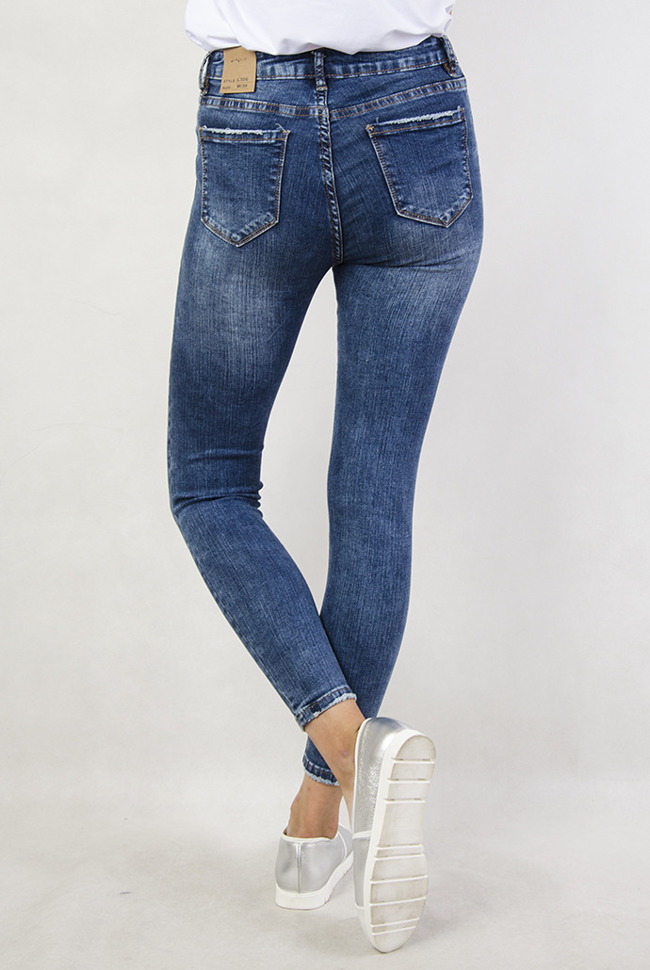 Spodnie jeansowe z podwójnymi przetarciami